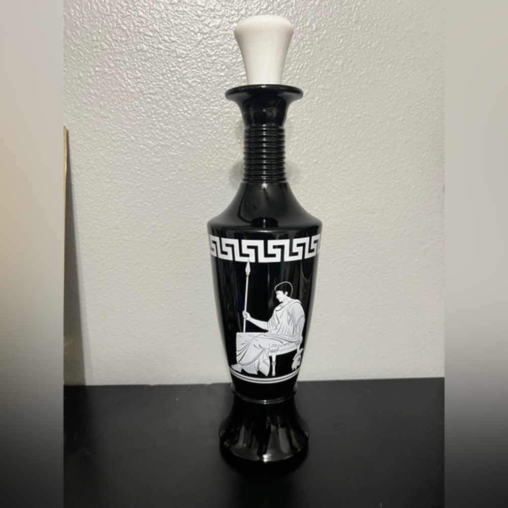 Vintage Black and White Decorative Whiskey Decanter Bottle